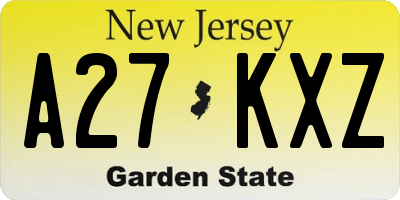 NJ license plate A27KXZ