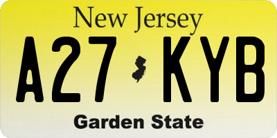 NJ license plate A27KYB
