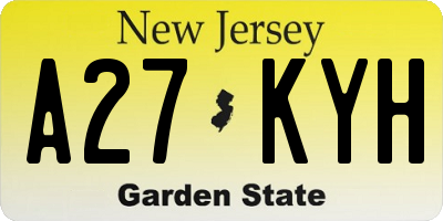 NJ license plate A27KYH