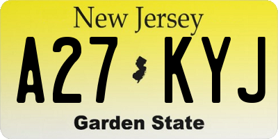 NJ license plate A27KYJ