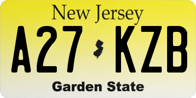 NJ license plate A27KZB