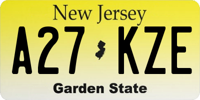 NJ license plate A27KZE