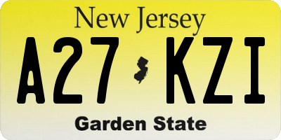 NJ license plate A27KZI