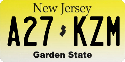 NJ license plate A27KZM
