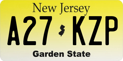 NJ license plate A27KZP