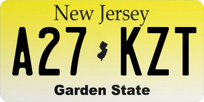 NJ license plate A27KZT