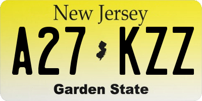 NJ license plate A27KZZ