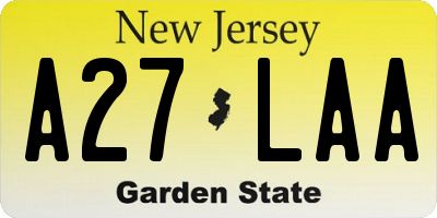 NJ license plate A27LAA