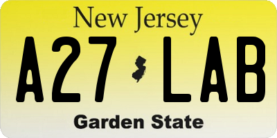 NJ license plate A27LAB