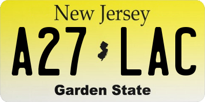 NJ license plate A27LAC