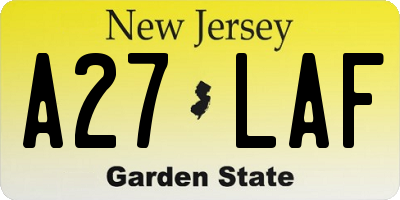 NJ license plate A27LAF