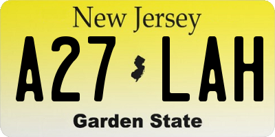 NJ license plate A27LAH