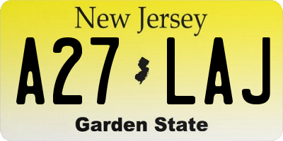 NJ license plate A27LAJ