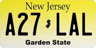 NJ license plate A27LAL