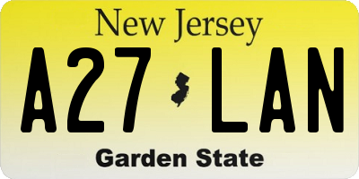 NJ license plate A27LAN