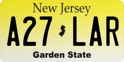 NJ license plate A27LAR
