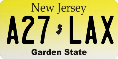 NJ license plate A27LAX