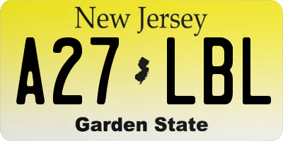 NJ license plate A27LBL
