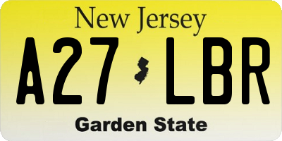 NJ license plate A27LBR