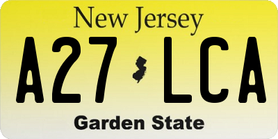 NJ license plate A27LCA