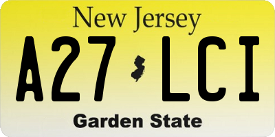 NJ license plate A27LCI