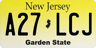 NJ license plate A27LCJ
