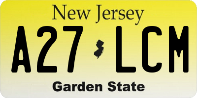 NJ license plate A27LCM