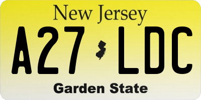NJ license plate A27LDC