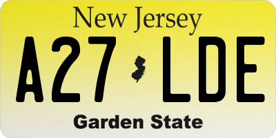 NJ license plate A27LDE