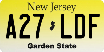 NJ license plate A27LDF