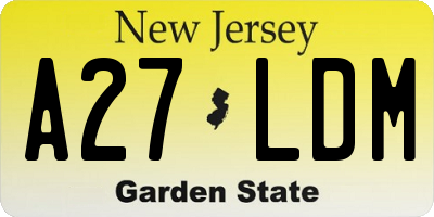 NJ license plate A27LDM