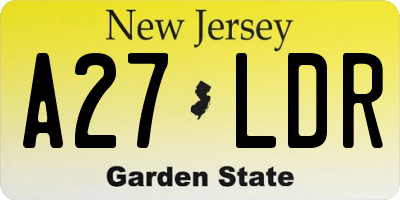 NJ license plate A27LDR