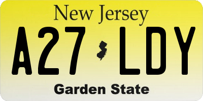 NJ license plate A27LDY