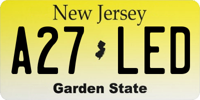 NJ license plate A27LED