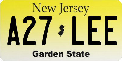 NJ license plate A27LEE