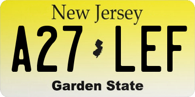 NJ license plate A27LEF
