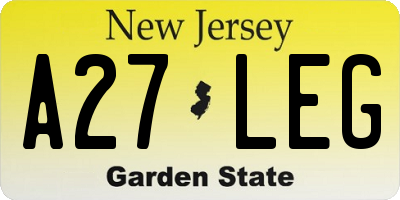 NJ license plate A27LEG