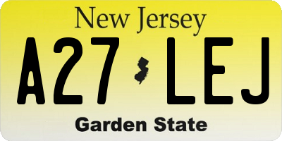 NJ license plate A27LEJ