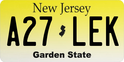 NJ license plate A27LEK