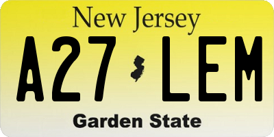 NJ license plate A27LEM