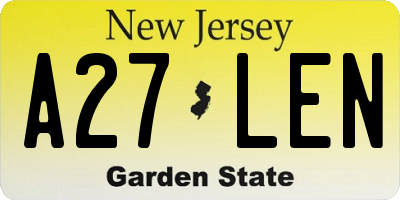 NJ license plate A27LEN