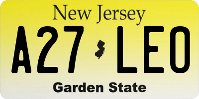 NJ license plate A27LEO