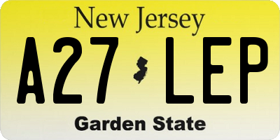 NJ license plate A27LEP