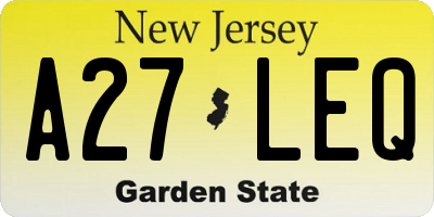NJ license plate A27LEQ