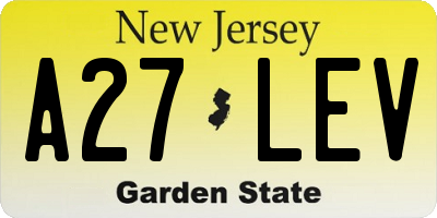 NJ license plate A27LEV