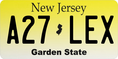 NJ license plate A27LEX