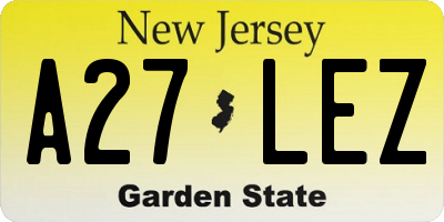 NJ license plate A27LEZ