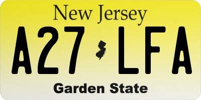 NJ license plate A27LFA