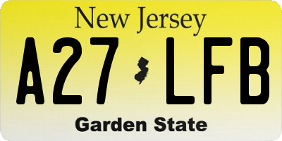 NJ license plate A27LFB