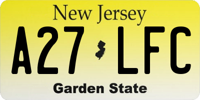 NJ license plate A27LFC